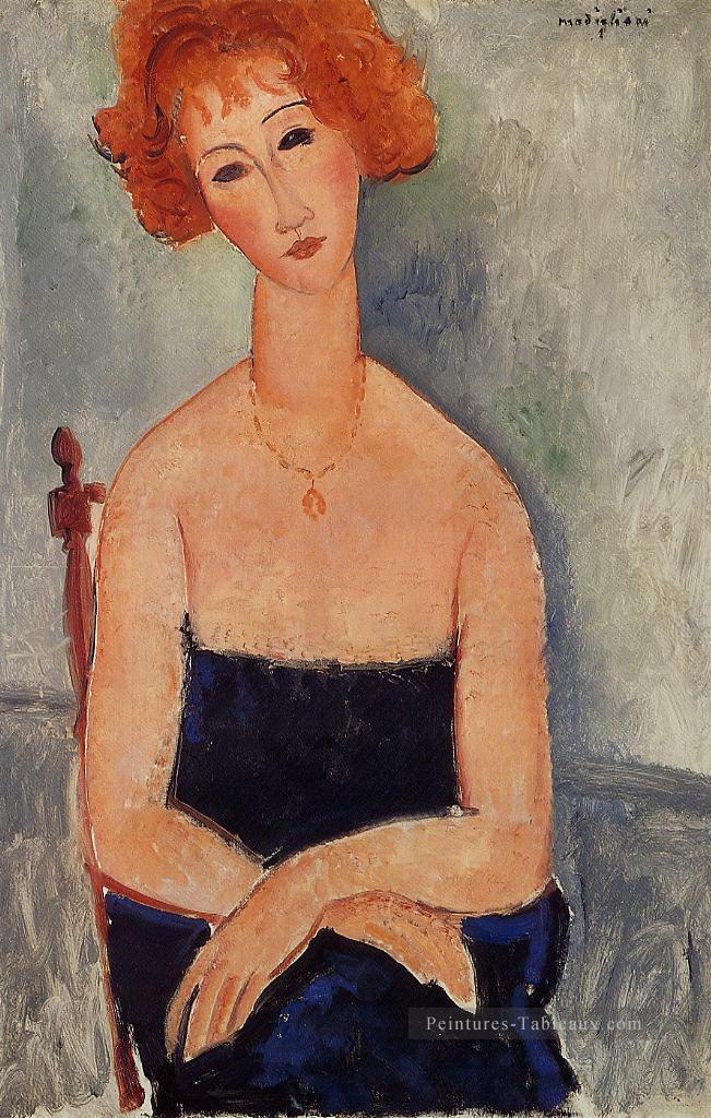 Femme rousse portant un pendentif 1918 Amedeo Modigliani Peintures à l'huile